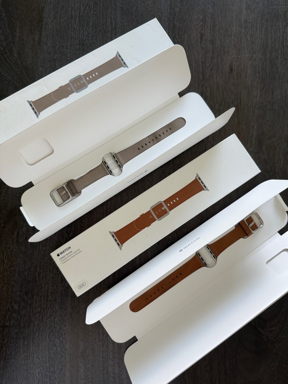 Original Apple Watch Classic Buckle leather Band (Brown and Taupe) 38mm